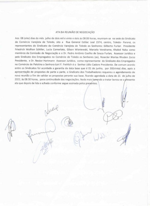 Ata  reunio de  negociao da  Coveno Coletiva de Trabalho - Comrcio 2022/2023.